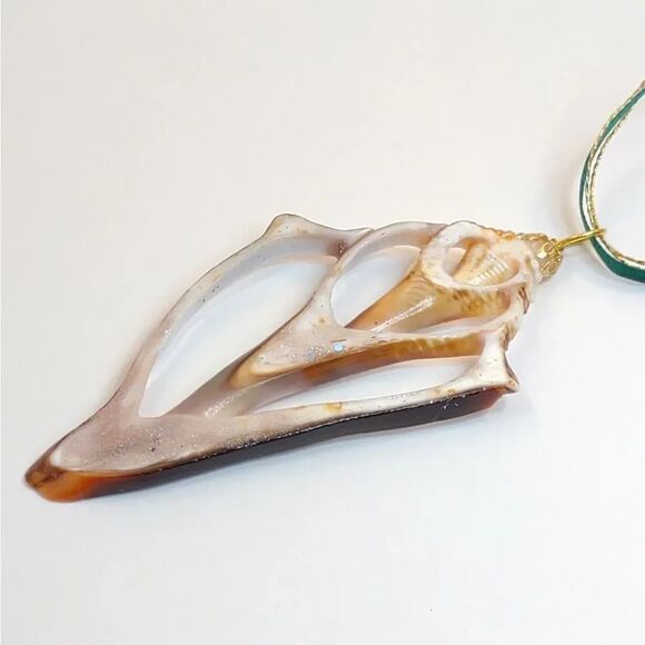 Seashell Conch Slice Glitter Sealed Gift Tag Handmade - Picture 4 of 12